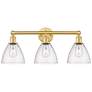 Bristol Glass 25.5"W 3 Light Satin Gold Bath Vanity Light With Seedy S