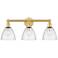 Bristol Glass 25.5"W 3 Light Satin Gold Bath Vanity Light With Seedy S