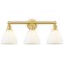 1_Bristol Glass 25.5"W 3 Light Satin Gold Bath Vanity Light With White S