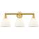 Bristol Glass 25.5"W 3 Light Satin Gold Bath Vanity Light With White S