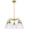 Bristol Glass 25.5"W 5 Light Brushed Brass Stem Chandelier w/ Seedy Sh