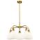 Bristol Glass 25.5"W 5 Light Brushed Brass Stem Chandelier w/ White Sh