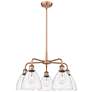 Bristol Glass 25.5"W 5 Light Copper Stem Hung Chandelier With Clear Sh