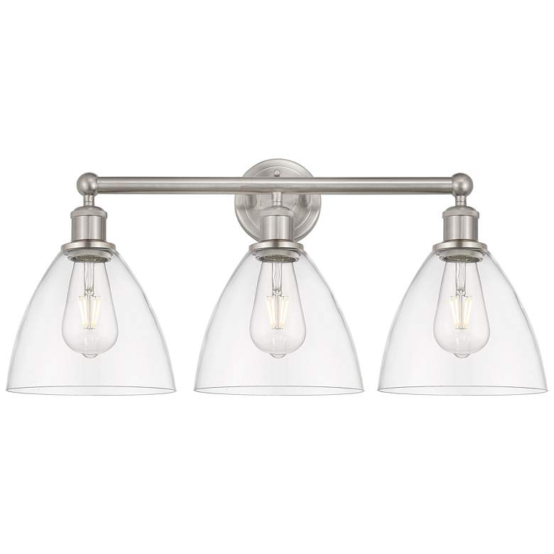 Image 1 Bristol Glass 26" 3-Light Brushed Satin Nickel Bath Light w/ Clear Sha
