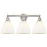 1_Bristol Glass 26" 3-Light Brushed Satin Nickel Bath Light w/ White Sha