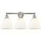 Bristol Glass 26" 3-Light Brushed Satin Nickel Bath Light w/ White Sha
