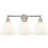 Bristol Glass 26" 3-Light Brushed Satin Nickel Bath Light w/ White Sha