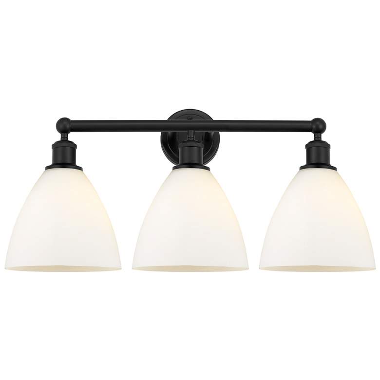 Image 1 Bristol Glass 26" 3-Light Matte Black Bath Light w/ Matte White Shade