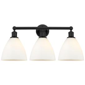 Bristol Glass 26" 3-Light Matte Black Bath Light w/ Matte White Shade Bristol Glass 26" 3-Light Matte Black Bath Light w/ Matte White Shade