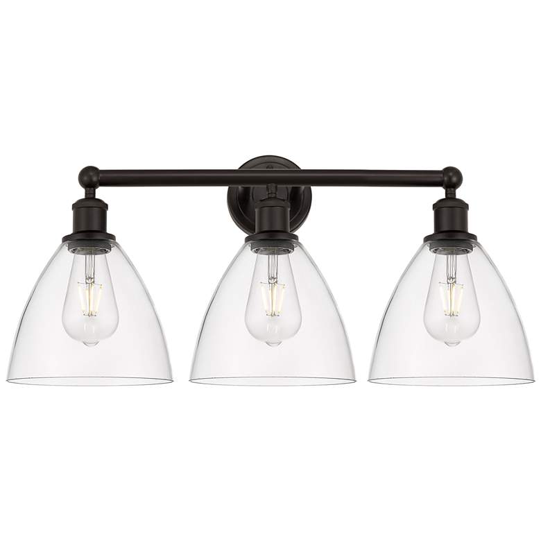 Image 1 Bristol Glass 26" 3-Light Oil Rubbed Bronze Bath Light w/ Clear Shade
