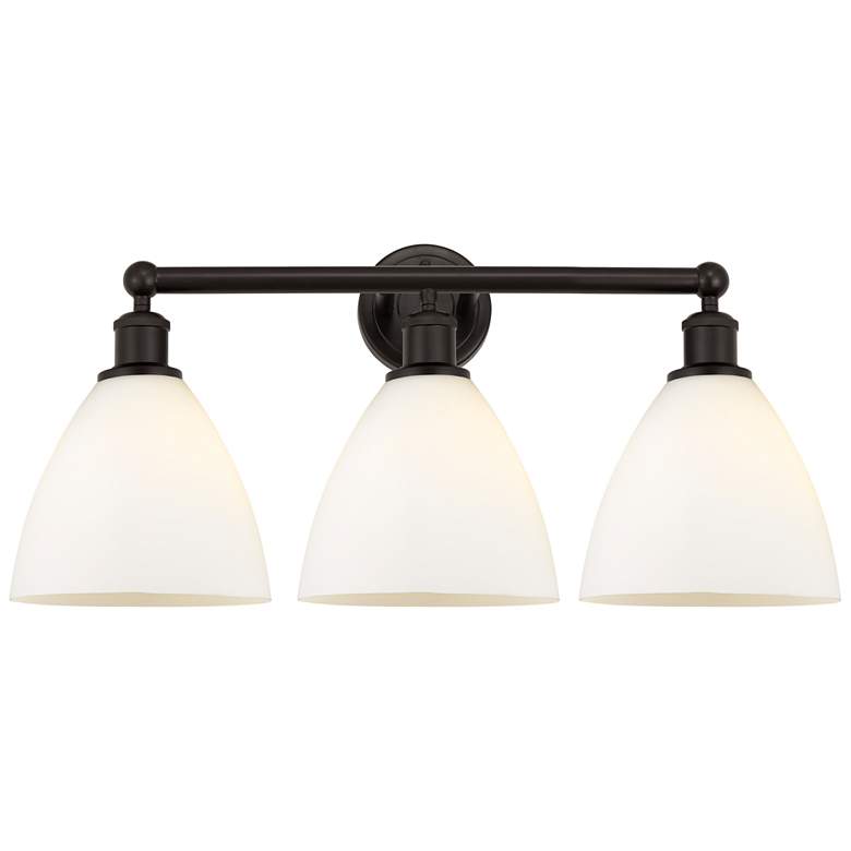 Image 1 Bristol Glass 26" 3-Light Oil Rubbed Bronze Bath Light w/ Matte White