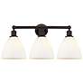 Bristol Glass 26" 3-Light Oil Rubbed Bronze Bath Light w/ Matte White