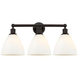 Bristol Glass 26" 3-Light Oil Rubbed Bronze Bath Light w/ Matte White Bristol Glass 26" 3-Light Oil Rubbed Bronze Bath Light w/ Matte White