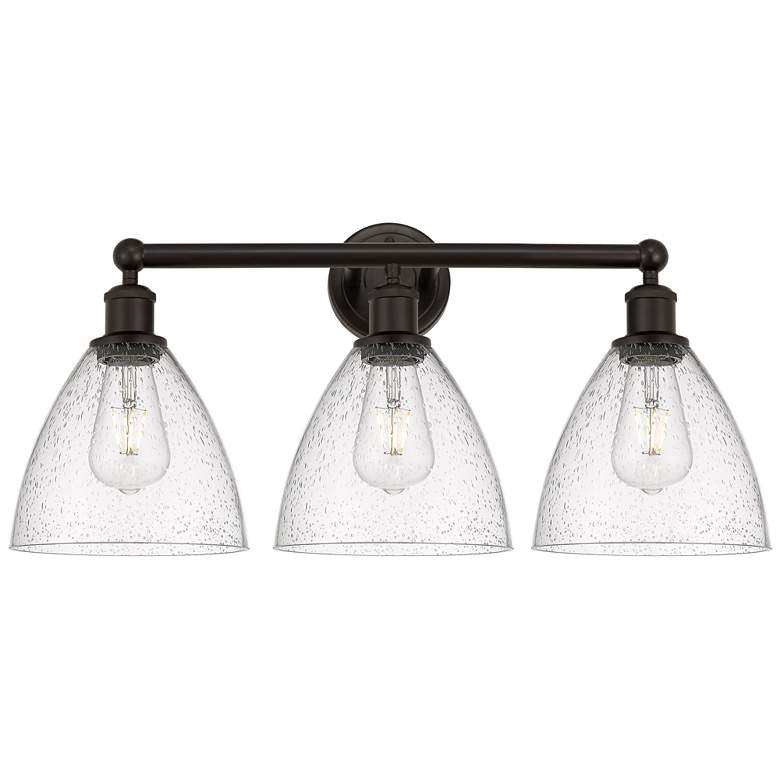 Image 1 Bristol Glass 26" 3-Light Oil Rubbed Bronze Bath Light w/ Seedy Shade