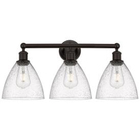 Bristol Glass 26" 3-Light Oil Rubbed Bronze Bath Light w/ Seedy Shade Bristol Glass 26" 3-Light Oil Rubbed Bronze Bath Light w/ Seedy Shade