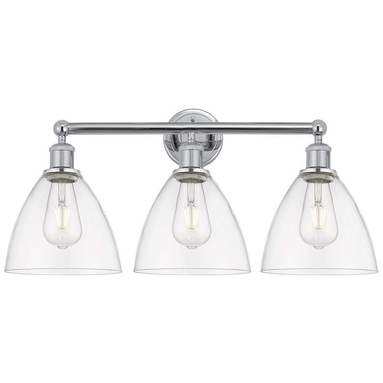Image 1 Bristol Glass 26" 3-Light Polished Chrome Bath Light w/ Clear Shade