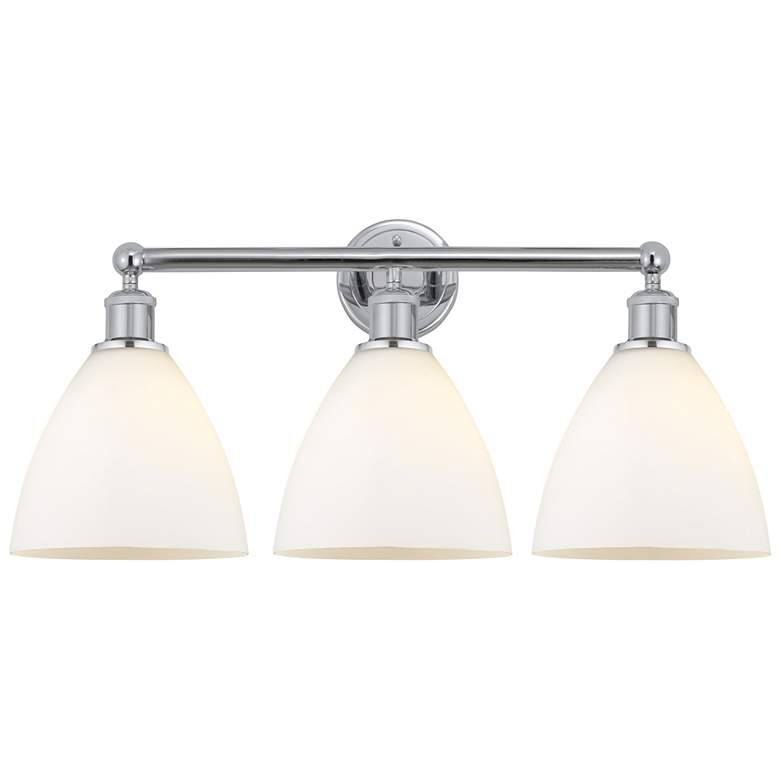 Image 1 Bristol Glass 26" 3-Light Polished Chrome Bath Light w/ Matte White Sh