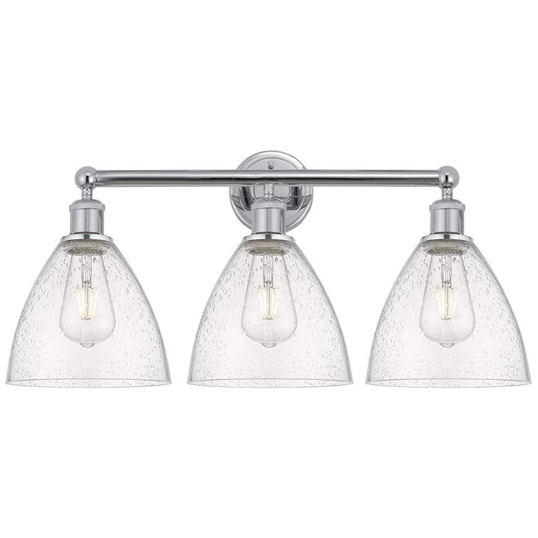 Image 1 Bristol Glass 26" 3-Light Polished Chrome Bath Light w/ Seedy Shade
