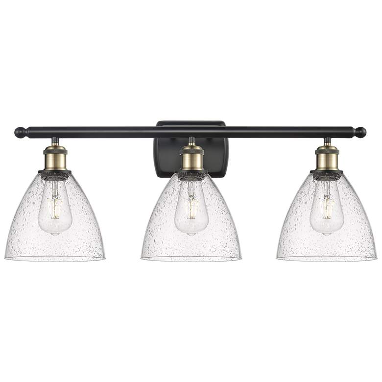 Image 1 Bristol Glass 3 Light 28" Bath Light - Black Antique Brass - Seedy Sha