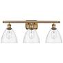 Bristol Glass 3 Light 28" Bath Light - Brushed Brass - Clear Shade