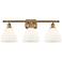 Bristol Glass 3 Light 28" Bath Light - Brushed Brass - Matte White Sha