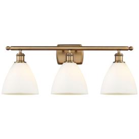 Bristol Glass 3 Light 28" Bath Light - Brushed Brass - Matte White Sha Bristol Glass 3 Light 28" Bath Light - Brushed Brass - Matte White Sha