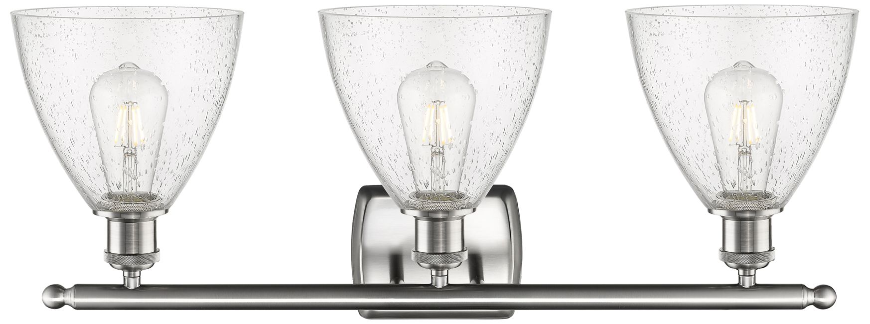 Image 2 Bristol Glass 3 Light 28" Bath Light - Brushed Satin Nickel - Seedy Sh more views