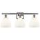 Bristol Glass 3 Light 28" Bath Light - Brushed Satin Nickel - White Sh