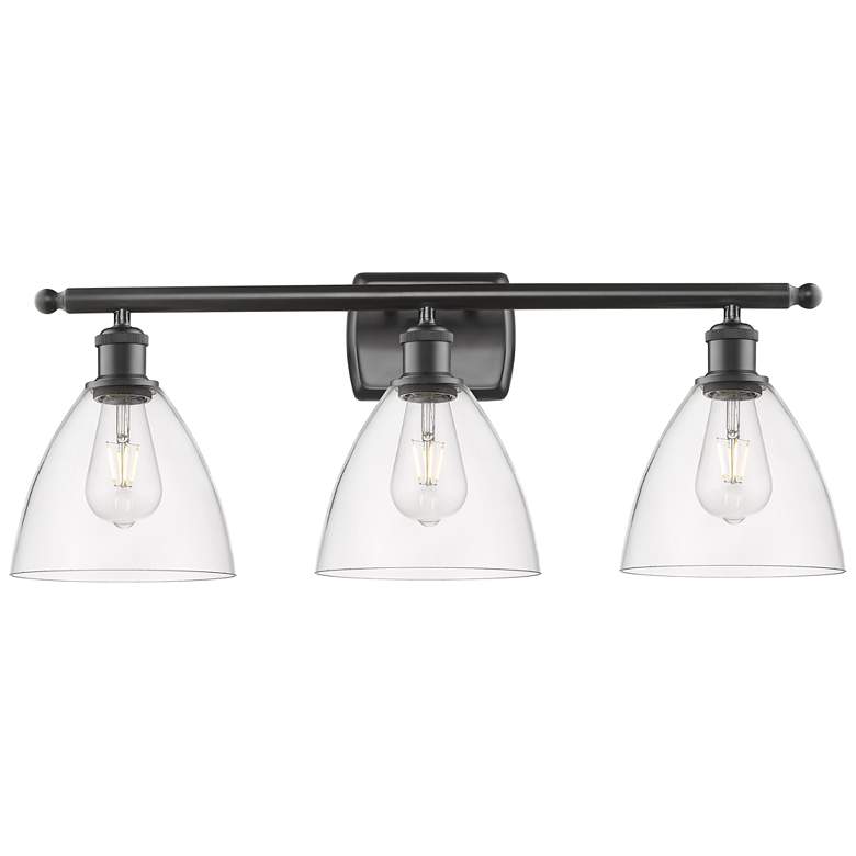 Image 1 Bristol Glass 3 Light 28" Bath Light - Oil Rubbed Bronze - Clear Shade