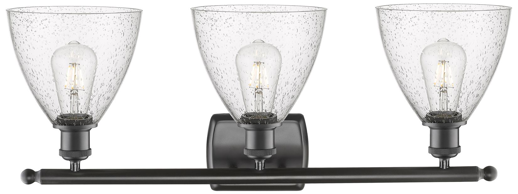 Image 4 Bristol Glass 3 Light 28" Bath Light - Oil Rubbed Bronze - Seedy Shade more views