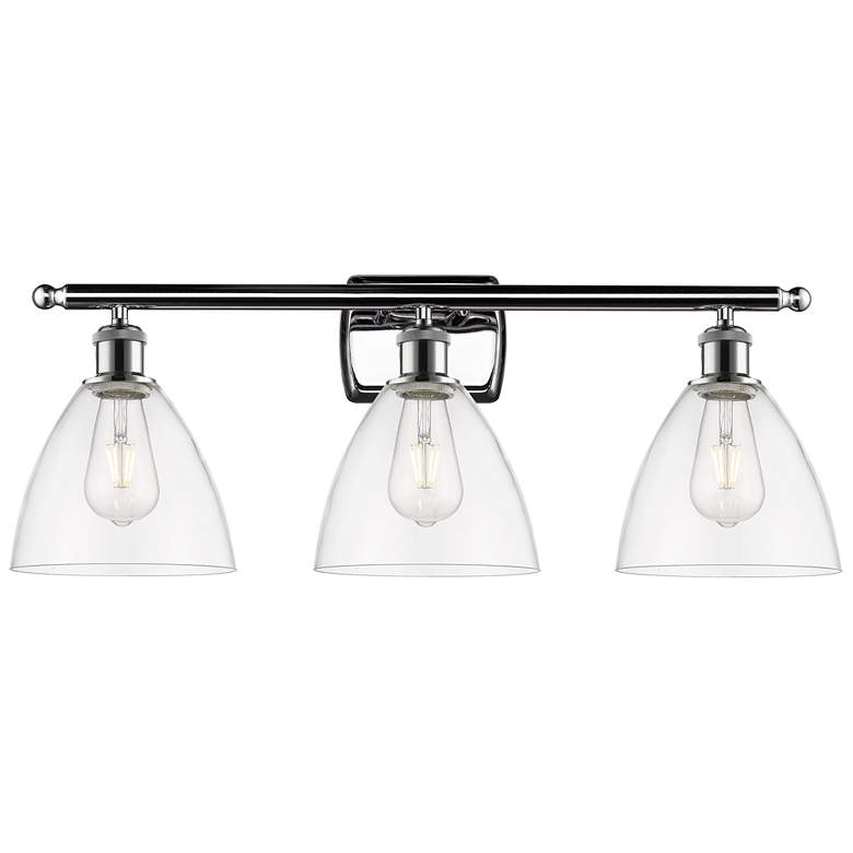 Image 1 Bristol Glass 3 Light 28" Bath Light - Polished Chrome - Clear Shade