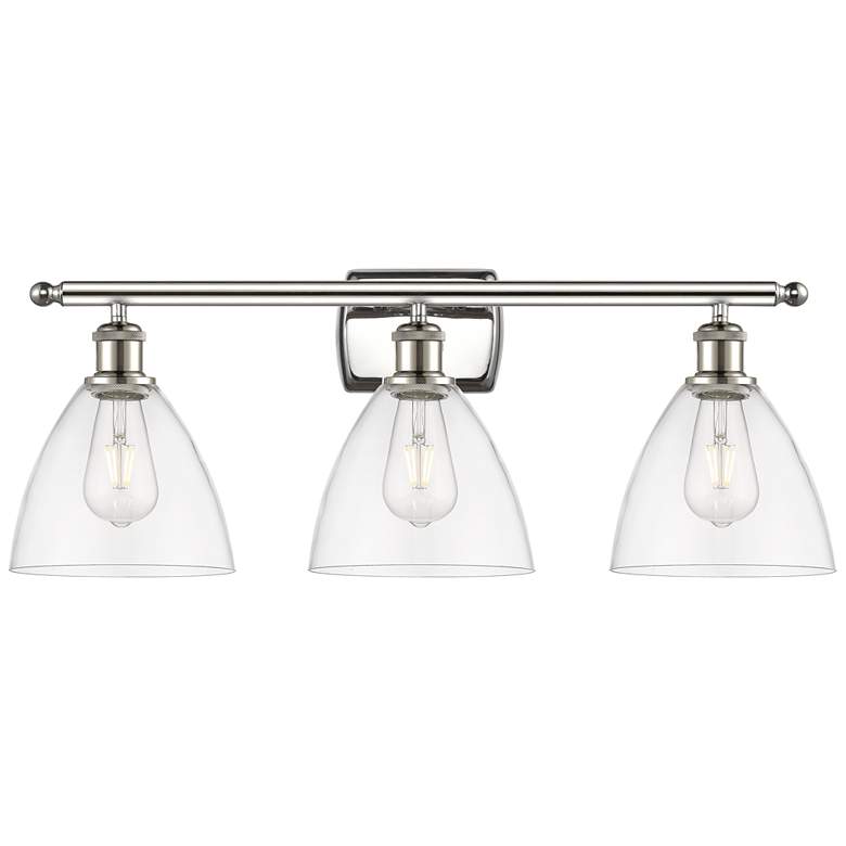 Image 1 Bristol Glass 3 Light 28" Bath Light - Polished Nickel - Clear Shade