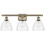 Bristol Glass 3 Light 28" LED Bath Light - Antique Brass - Clear Shade