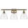 Bristol Glass 3 Light 28" LED Bath Light - Antique Brass - Clear Shade