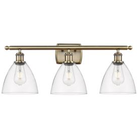 Bristol Glass 3 Light 28" LED Bath Light - Antique Brass - Clear Shade Bristol Glass 3 Light 28" LED Bath Light - Antique Brass - Clear Shade