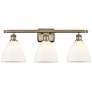 Bristol Glass 3 Light 28" LED Bath Light - Antique Brass - White Shade