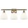 Bristol Glass 3 Light 28" LED Bath Light - Antique Brass - White Shade