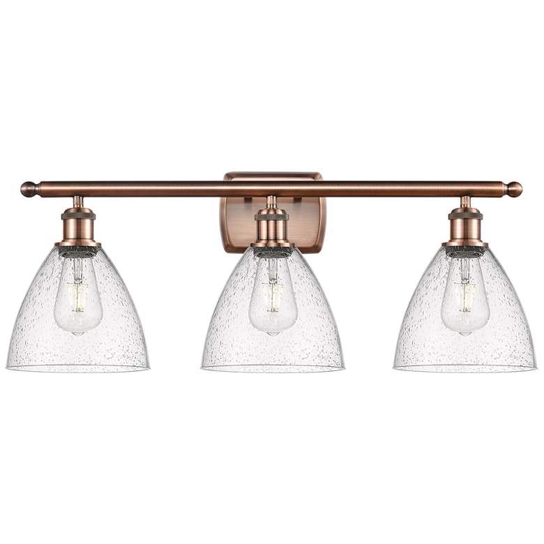 Image 1 Bristol Glass 3 Light 28" LED Bath Light - Antique Copper - Seedy Shad