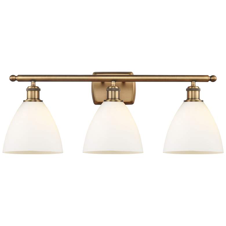 Image 1 Bristol Glass 3 Light 28" LED Bath Light - Brushed Brass - White Shade