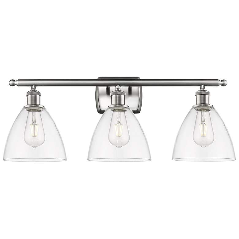 Image 1 Bristol Glass 3 Light 28" LED Bath Light - Brushed Satin Nickel - Clea