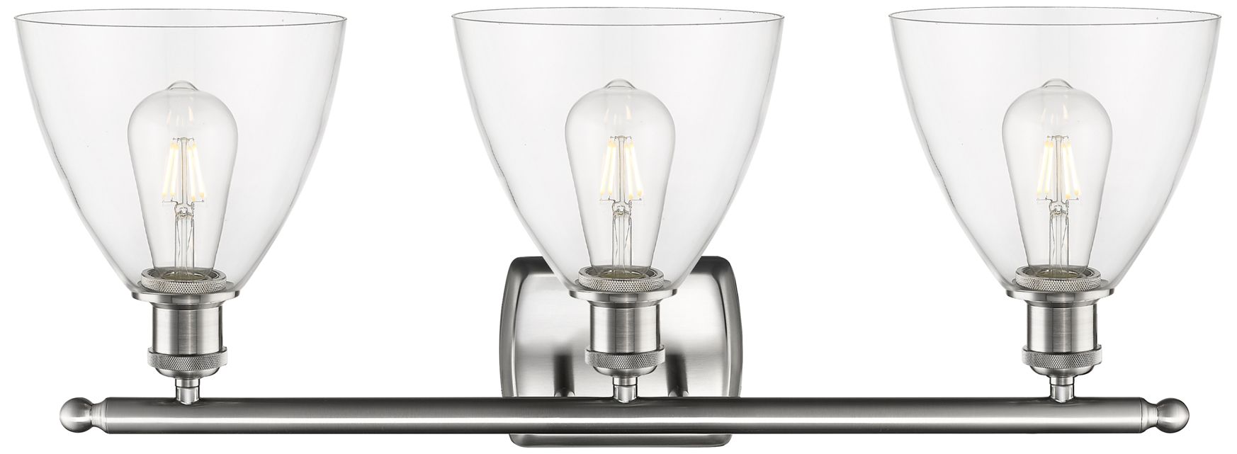 Image 2 Bristol Glass 3 Light 28" LED Bath Light - Brushed Satin Nickel - Clea more views