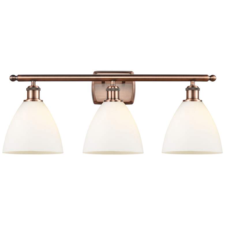 Image 1 Bristol Glass 3 Light 28" LED Bath Light - Copper - White Shade