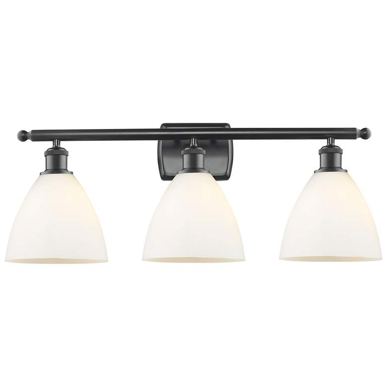 Image 1 Bristol Glass 3 Light 28" LED Bath Light - Matte Black - Matte White S