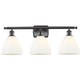 Bristol Glass 3 Light 28" LED Bath Light - Oil Rubbed Bronze - White S Bristol Glass 3 Light 28" LED Bath Light - Oil Rubbed Bronze - White S