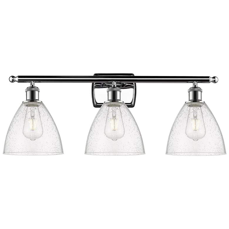 Image 1 Bristol Glass 3 Light 28" LED Bath Light - Polished Chrome - Seedy Sha