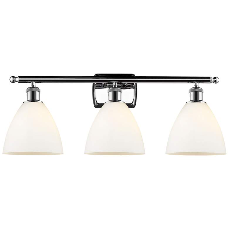 Image 1 Bristol Glass 3 Light 28" LED Bath Light - Polished Chrome - White Sha