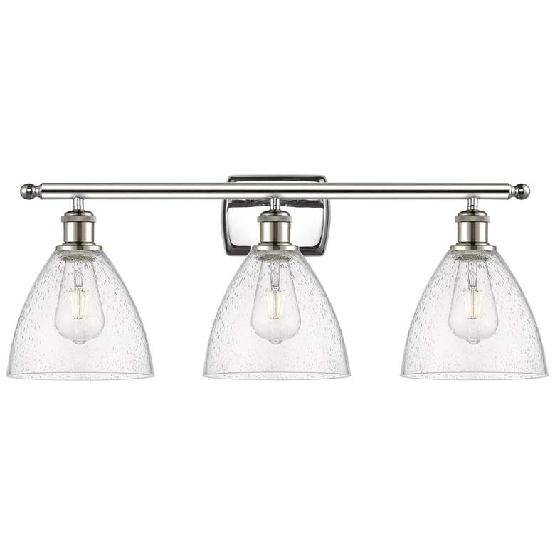 Image 1 Bristol Glass 3 Light 28" LED Bath Light - Polished Nickel - Seedy Sha