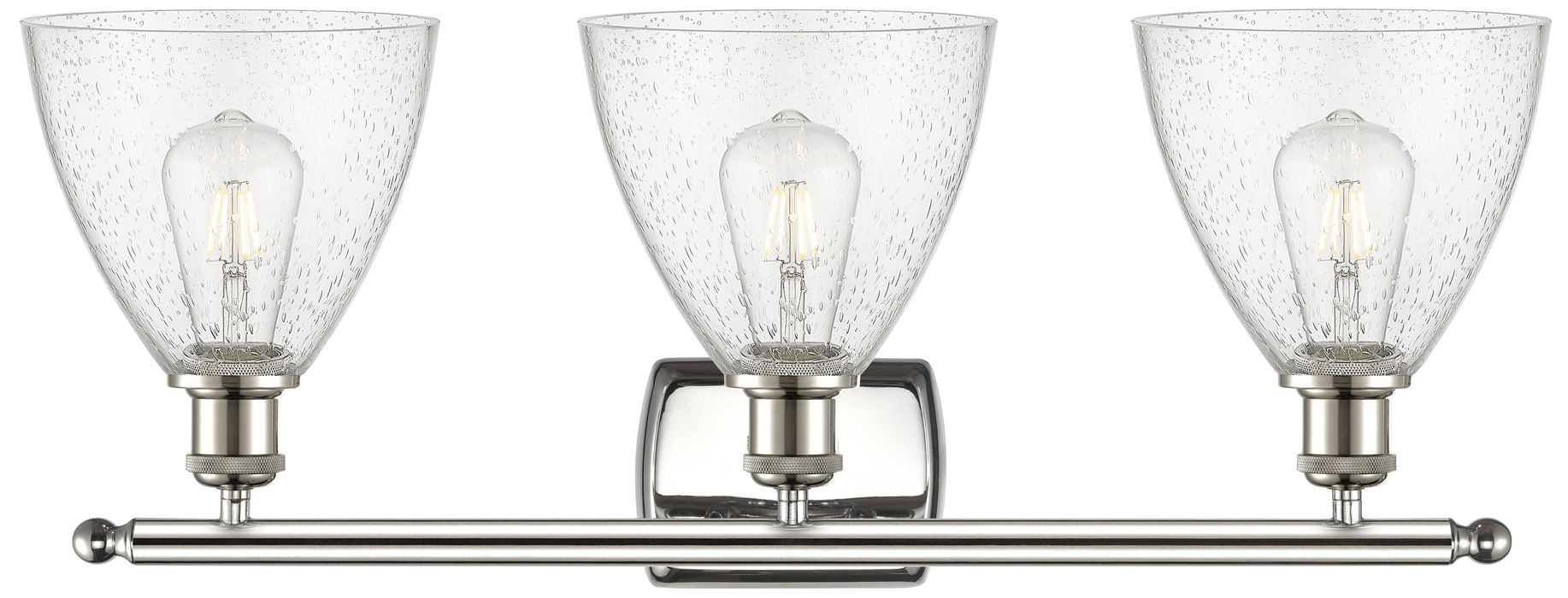 Image 4 Bristol Glass 3 Light 28" LED Bath Light - Polished Nickel - Seedy Sha more views