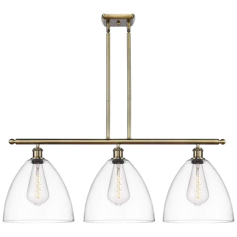 Image 1 Bristol Glass 3 Light 39" Island Light - Antique Brass - Clear Shade