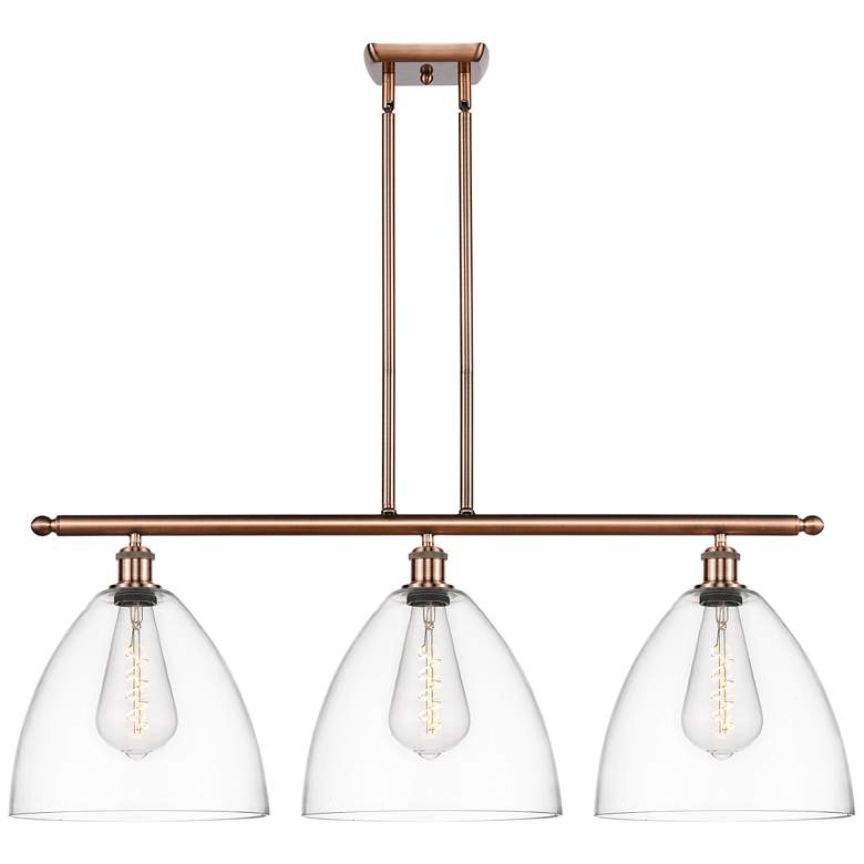 Image 1 Bristol Glass 3 Light 39" Island Light - Antique Copper - Clear Shade